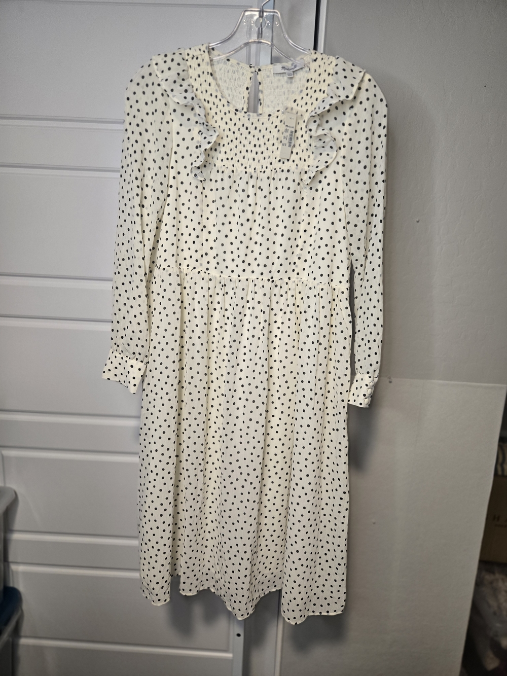 Madewell Cream Dress with Black Polka Dots